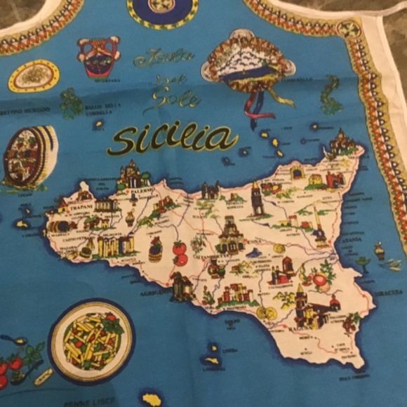 Souvenir Italy Sicily Cotton Apron, Cooking or Decorative Apron New - Picture 8 of 8